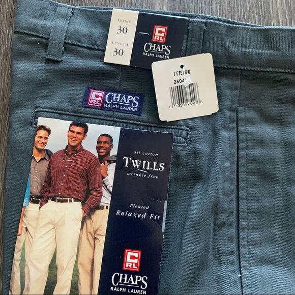 CHAPS RALPH LAUREN Cotton Twills Pleated Wrinkle-free Relaxed Fit Pants - Picture 3 of 4